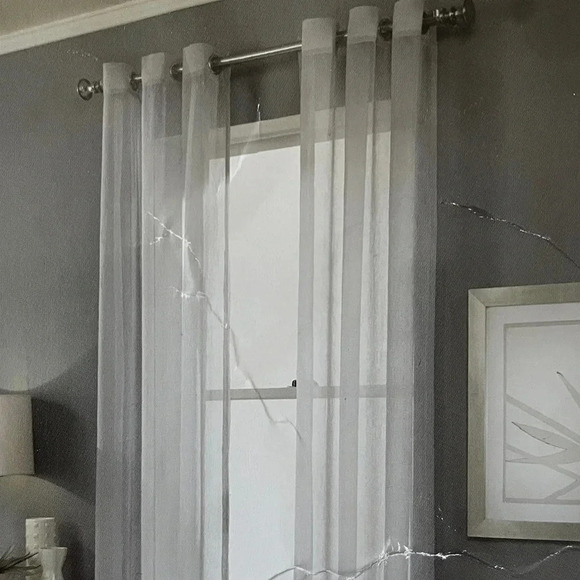 Anya Crushed Voile Sheer Grommet Curtain Crinkled Grey  84”H - Picture 1 of 5